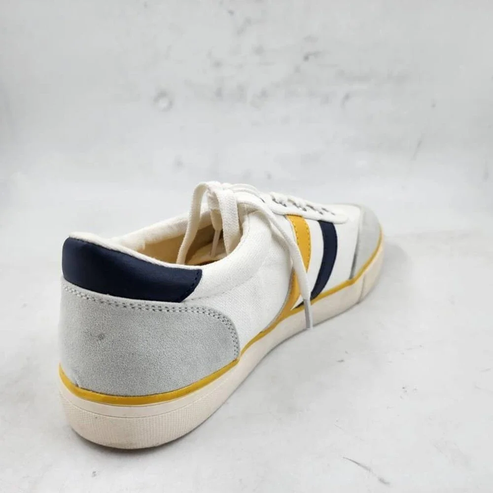 Club Room Noah Stripe Lace-Up Sneakers Men's 7 Yellow Multi Round Toe Slip On